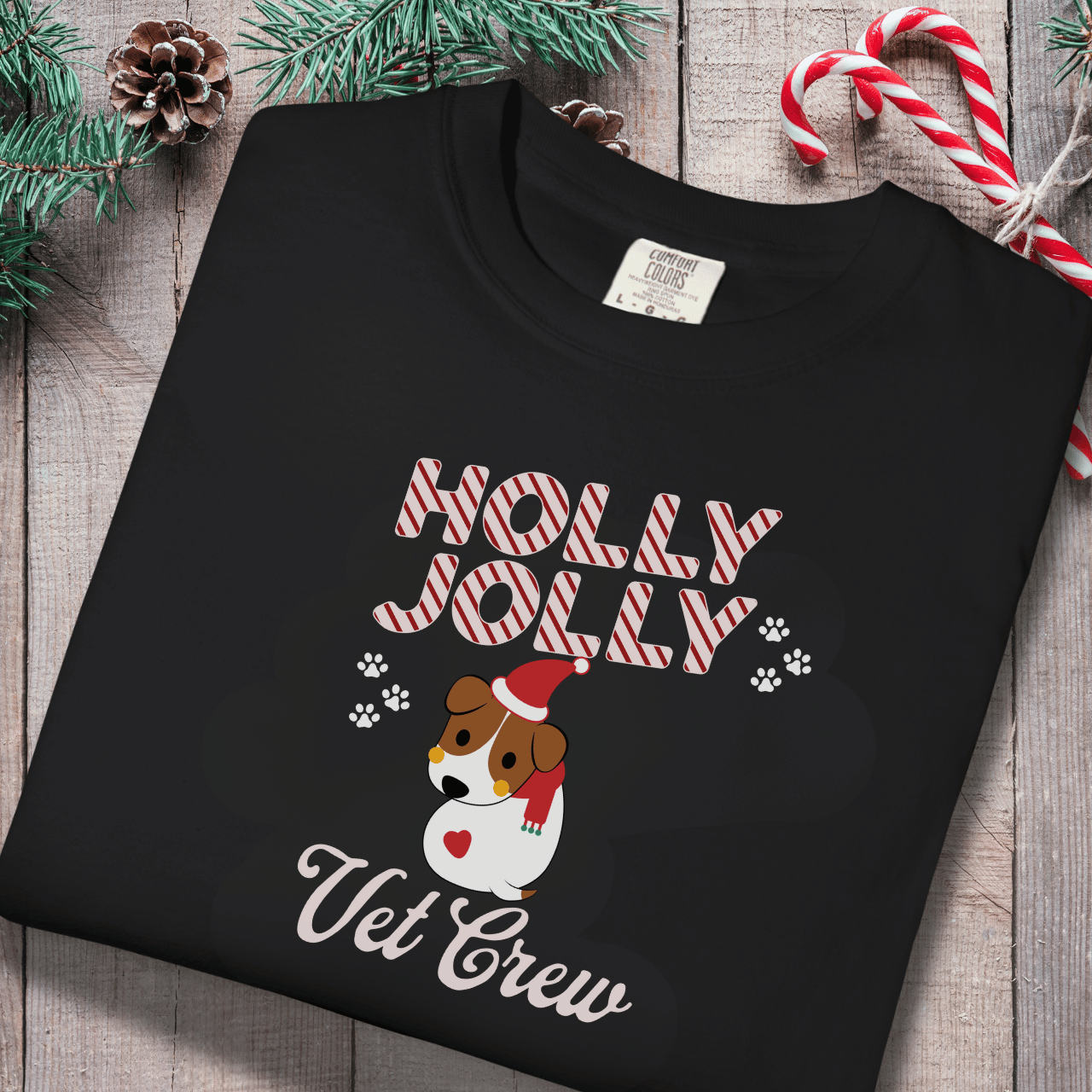 Holly Jolly Vet Crew Shirt | Comfort Colors Christmas Vet Tech Tee | Holiday Veterinary Staff T-Shirt | Vet Clinic Christmas Uniform