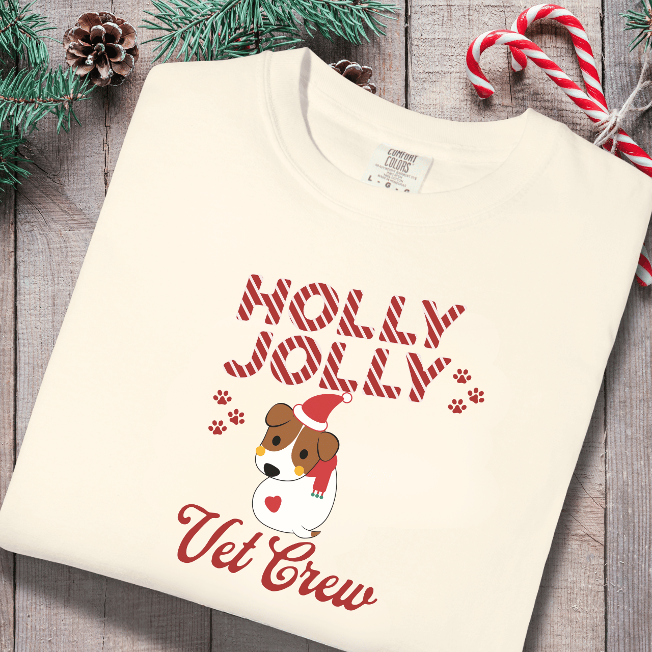 Holly Jolly Vet Crew Shirt | Comfort Colors Christmas Vet Tech Tee | Holiday Veterinary Staff T-Shirt | Vet Clinic Christmas Uniform