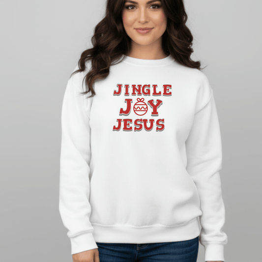 Jingle Joy Jesus Sweatshirt | Christian Christmas Sweater | Faith Holiday Crewneck | Gildan 18000 | Gospel Christmas Shirt