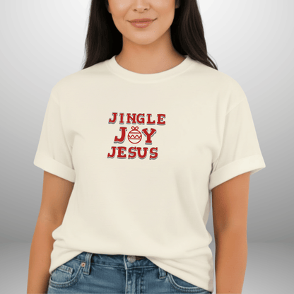 Jingle Joy Jesus Shirt • Christian Christmas Tee • Faith Holiday Comfort Colors 1717 • Cute Candy Cane Christmas Shirt for Women