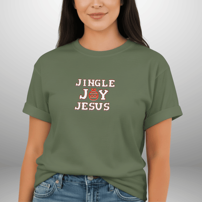 Jingle Joy Jesus Shirt • Christian Christmas Tee • Faith Holiday Comfort Colors 1717 • Cute Candy Cane Christmas Shirt for Women
