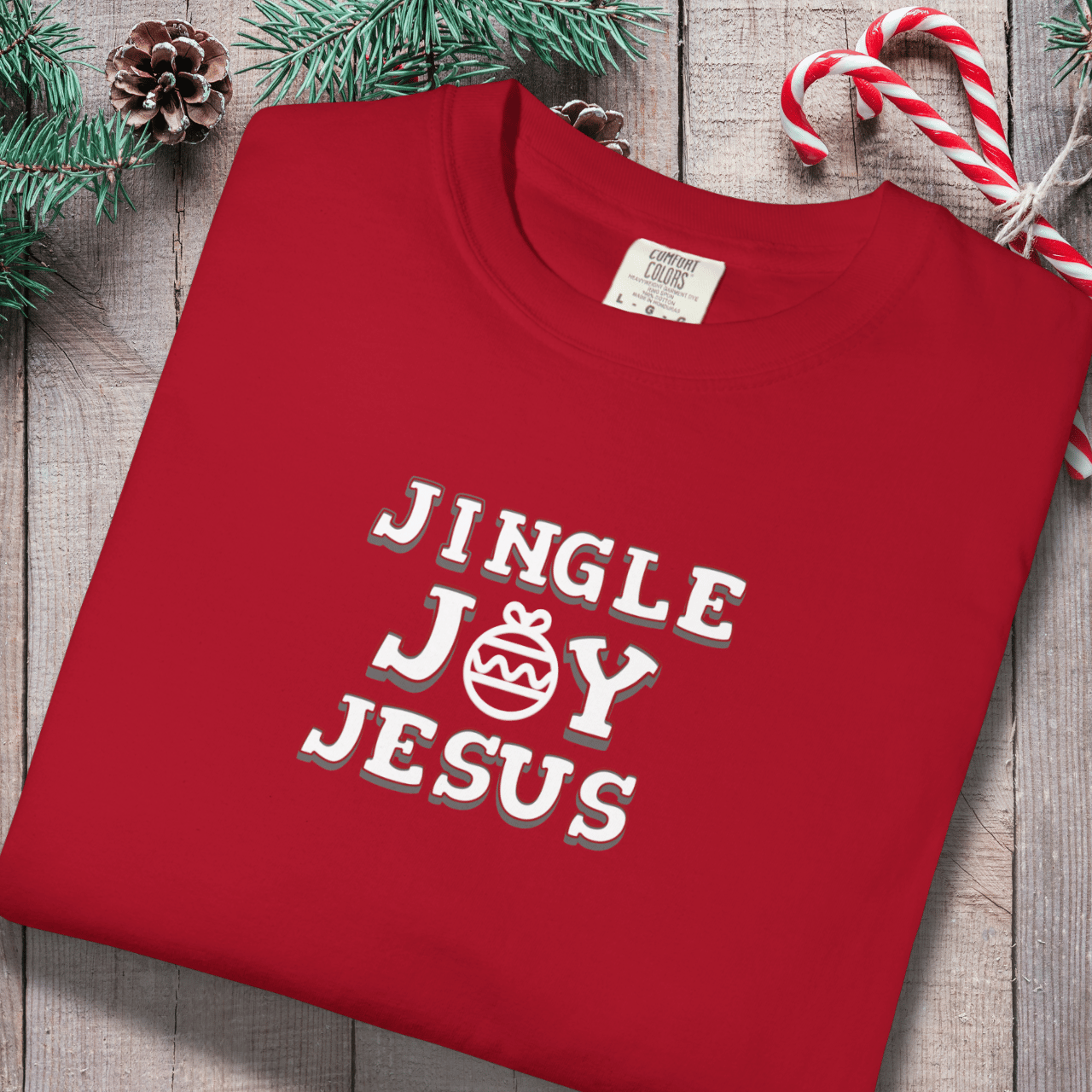 Jingle Joy Jesus Shirt • Christian Christmas Tee • Faith Holiday Comfort Colors 1717 • Cute Candy Cane Christmas Shirt for Women