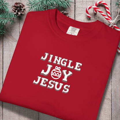 Jingle Joy Jesus Shirt • Christian Christmas Tee • Faith Holiday Comfort Colors 1717 • Cute Candy Cane Christmas Shirt for Women
