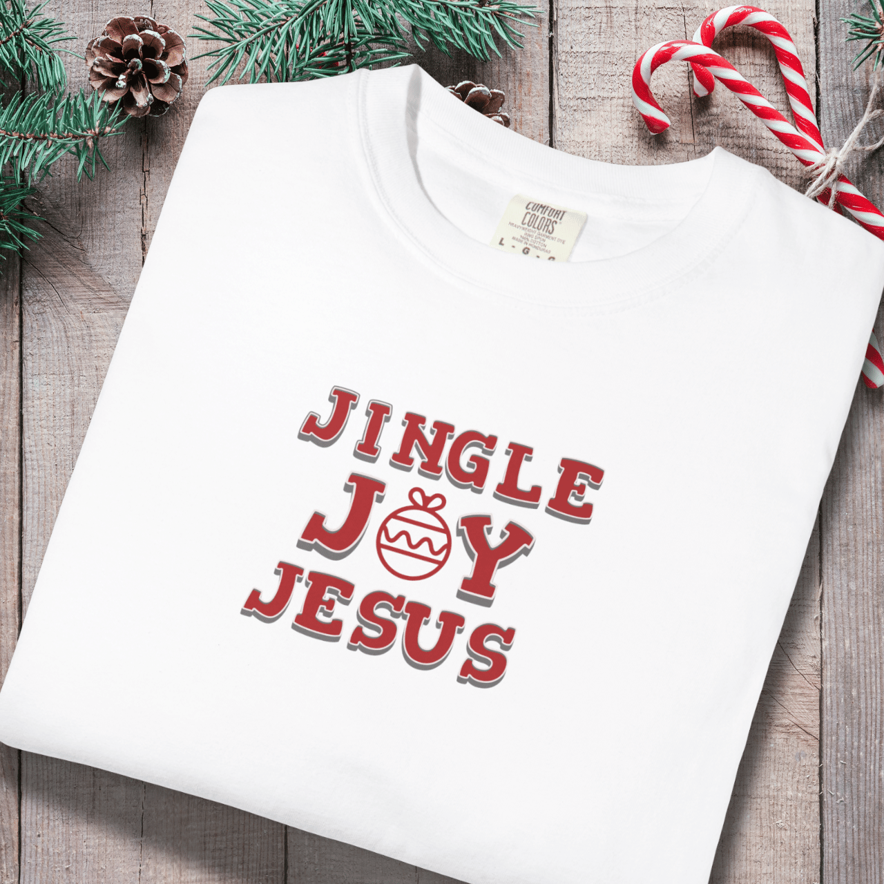 Jingle Joy Jesus Shirt • Christian Christmas Tee • Faith Holiday Comfort Colors 1717 • Cute Candy Cane Christmas Shirt for Women