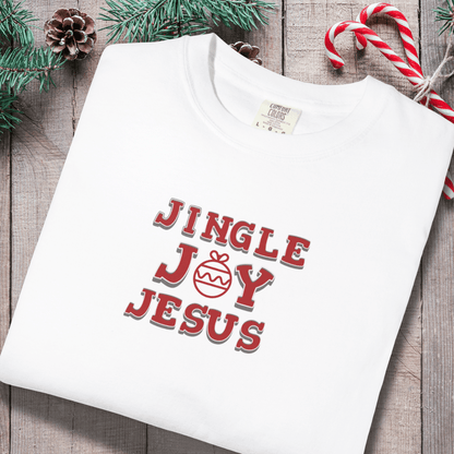 Jingle Joy Jesus Shirt • Christian Christmas Tee • Faith Holiday Comfort Colors 1717 • Cute Candy Cane Christmas Shirt for Women