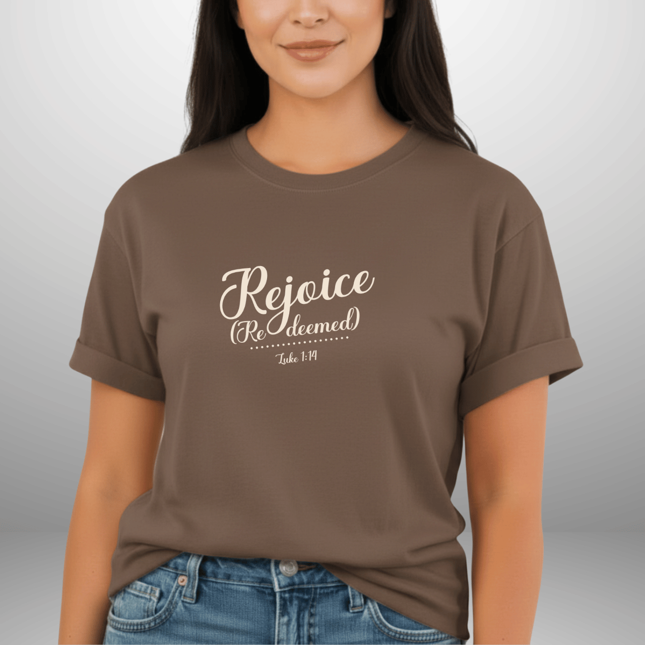 Rejoice Redeemed Shirt | Luke 1:14 Comfort Colors Tee | Christian Christmas Shirt | Faith Scripture Tee | Gospel Apparel