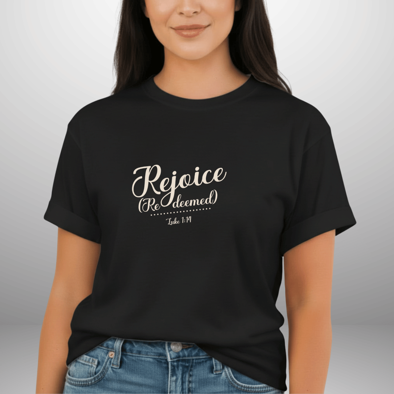 Rejoice Redeemed Shirt | Luke 1:14 Comfort Colors Tee | Christian Christmas Shirt | Faith Scripture Tee | Gospel Apparel