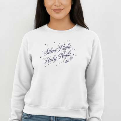 Silent Night Holy Night Sweatshirt | Luke 2:8 Christmas Christian Sweatshirt | Faith Holiday Crewneck | Gildan 18000