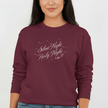 Silent Night Holy Night Sweatshirt | Luke 2:8 Christmas Christian Sweatshirt | Faith Holiday Crewneck | Gildan 18000