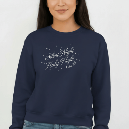 Silent Night Holy Night Sweatshirt | Luke 2:8 Christmas Christian Sweatshirt | Faith Holiday Crewneck | Gildan 18000