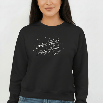 Silent Night Holy Night Sweatshirt | Luke 2:8 Christmas Christian Sweatshirt | Faith Holiday Crewneck | Gildan 18000