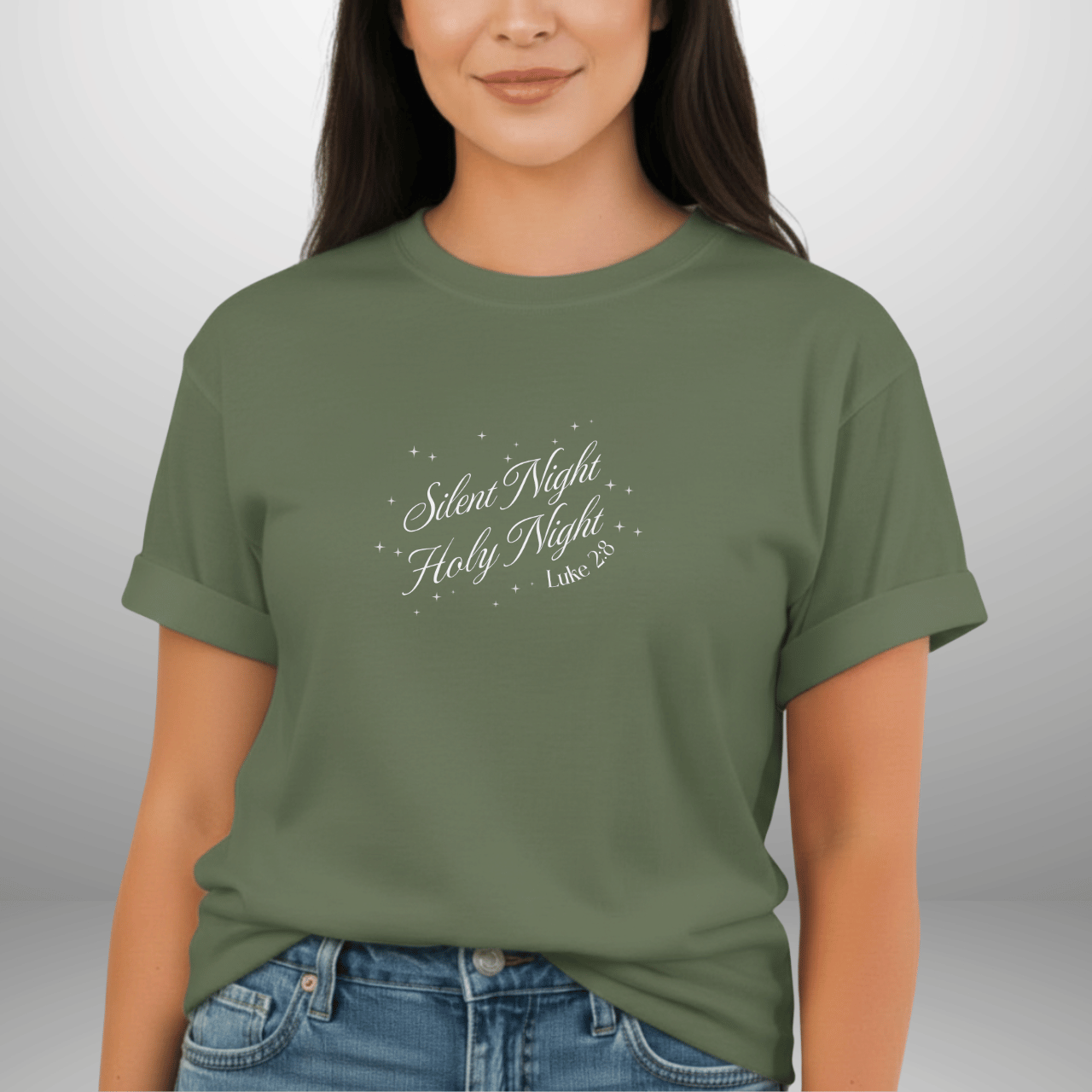 Silent Night Holy Night Shirt – Luke 2:8 Christmas Christian Tee | Comfort Colors 1717 | Faith Holiday Shirt | Christian Christmas Gift