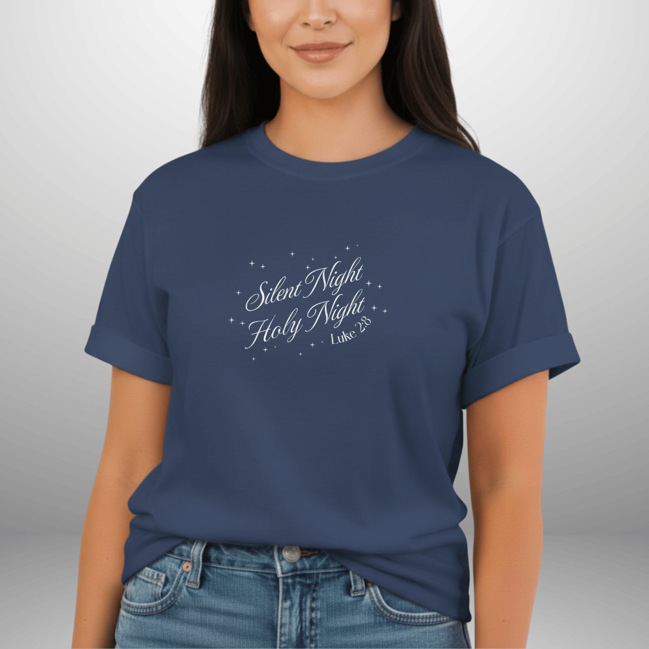 Silent Night Holy Night Shirt – Luke 2:8 Christmas Christian Tee | Comfort Colors 1717 | Faith Holiday Shirt | Christian Christmas Gift