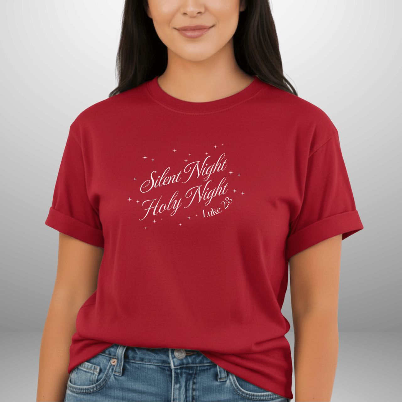 Silent Night Holy Night Shirt – Luke 2:8 Christmas Christian Tee | Comfort Colors 1717 | Faith Holiday Shirt | Christian Christmas Gift