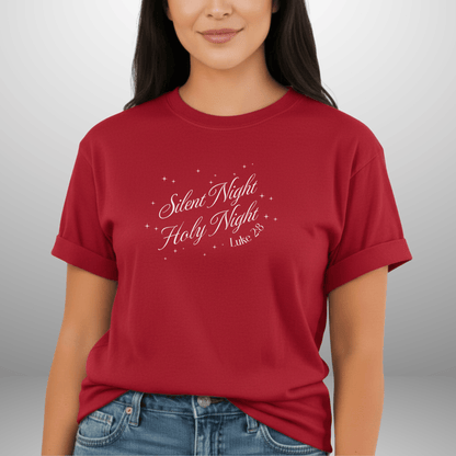 Silent Night Holy Night Shirt – Luke 2:8 Christmas Christian Tee | Comfort Colors 1717 | Faith Holiday Shirt | Christian Christmas Gift