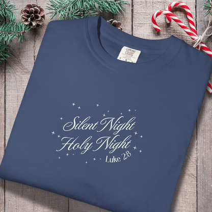 Silent Night Holy Night Shirt – Luke 2:8 Christmas Christian Tee | Comfort Colors 1717 | Faith Holiday Shirt | Christian Christmas Gift