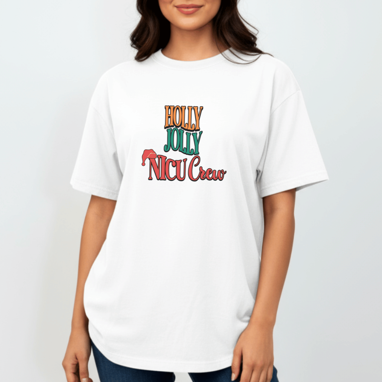 Holly Jolly NICU Crew Shirt | Comfort Colors 1717 | Christmas Nurse Tee | Holiday NICU Staff T-Shirt | Neonatal Nurse Christmas Top