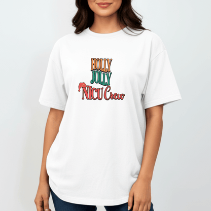 Holly Jolly NICU Crew Shirt | Comfort Colors 1717 | Christmas Nurse Tee | Holiday NICU Staff T-Shirt | Neonatal Nurse Christmas Top