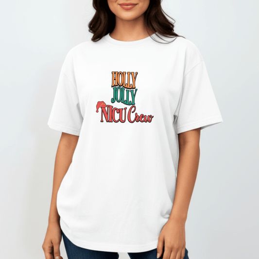 Holly Jolly NICU Crew Shirt | Comfort Colors 1717 | Christmas Nurse Tee | Holiday NICU Staff T-Shirt | Neonatal Nurse Christmas Top