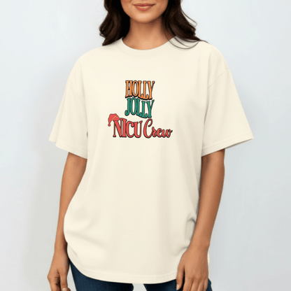Holly Jolly NICU Crew Shirt | Comfort Colors 1717 | Christmas Nurse Tee | Holiday NICU Staff T-Shirt | Neonatal Nurse Christmas Top