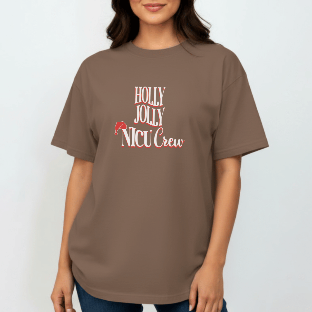 Holly Jolly NICU Crew Shirt | Comfort Colors 1717 | Christmas Nurse Tee | Holiday NICU Staff T-Shirt | Neonatal Nurse Christmas Top
