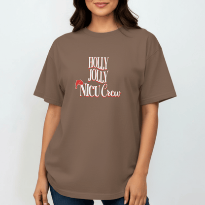 Holly Jolly NICU Crew Shirt | Comfort Colors 1717 | Christmas Nurse Tee | Holiday NICU Staff T-Shirt | Neonatal Nurse Christmas Top