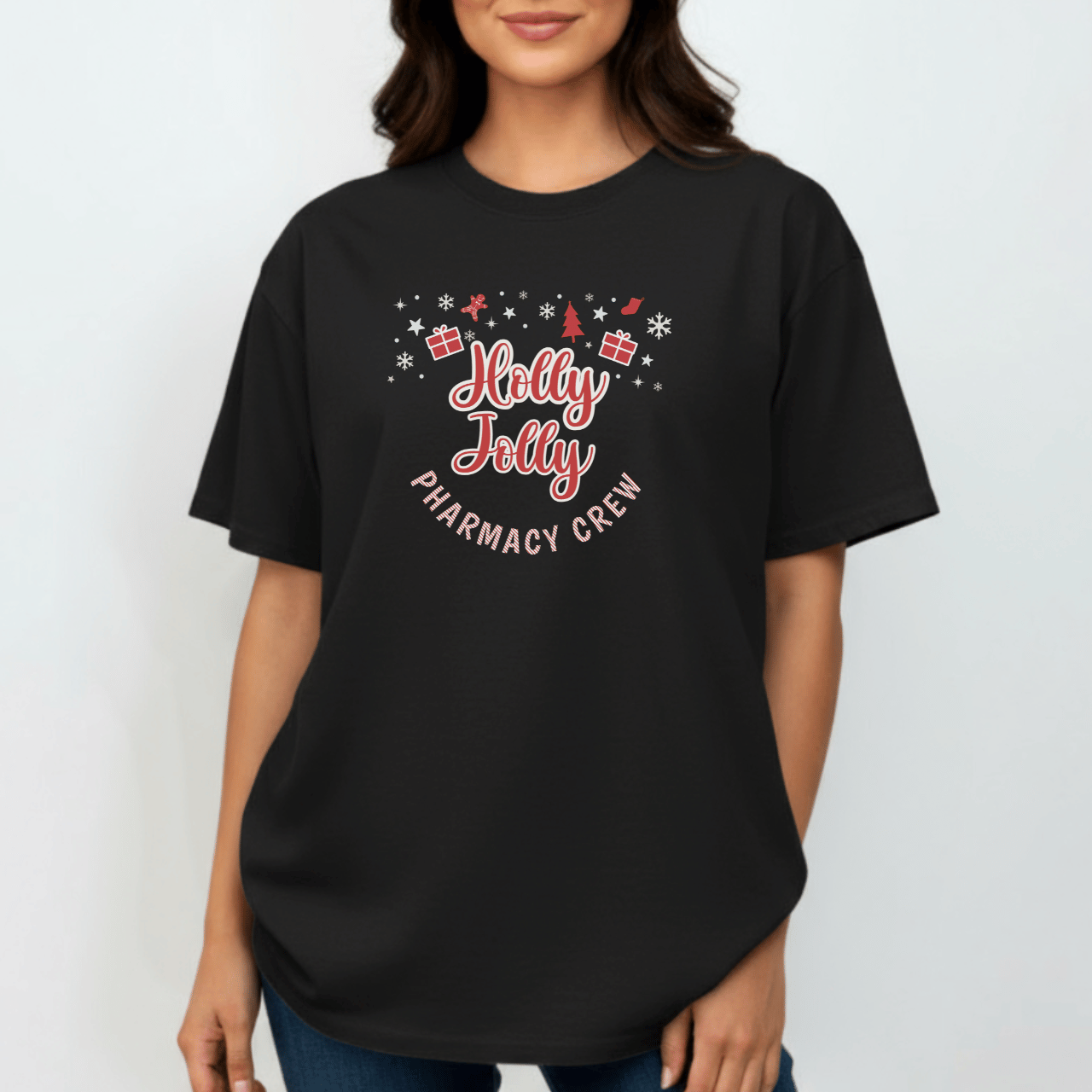 Holly Jolly Pharmacy Crew Shirt | Christmas Pharmacy Team Tee | Comfort Colors 1717 | Pharmacist & Tech Holiday Work Shirt