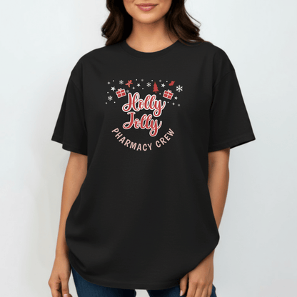 Holly Jolly Pharmacy Crew Shirt | Christmas Pharmacy Team Tee | Comfort Colors 1717 | Pharmacist & Tech Holiday Work Shirt