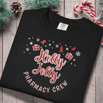 Holly Jolly Pharmacy Crew Shirt | Christmas Pharmacy Team Tee | Comfort Colors 1717 | Pharmacist & Tech Holiday Work Shirt