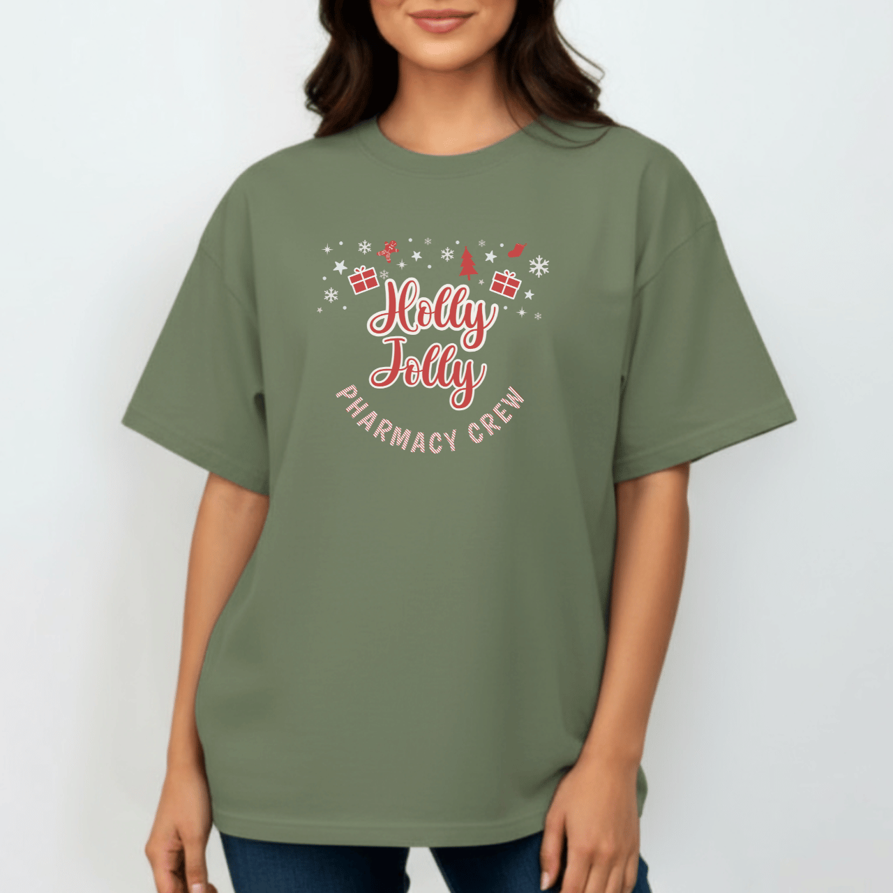 Holly Jolly Pharmacy Crew Shirt | Christmas Pharmacy Team Tee | Comfort Colors 1717 | Pharmacist & Tech Holiday Work Shirt
