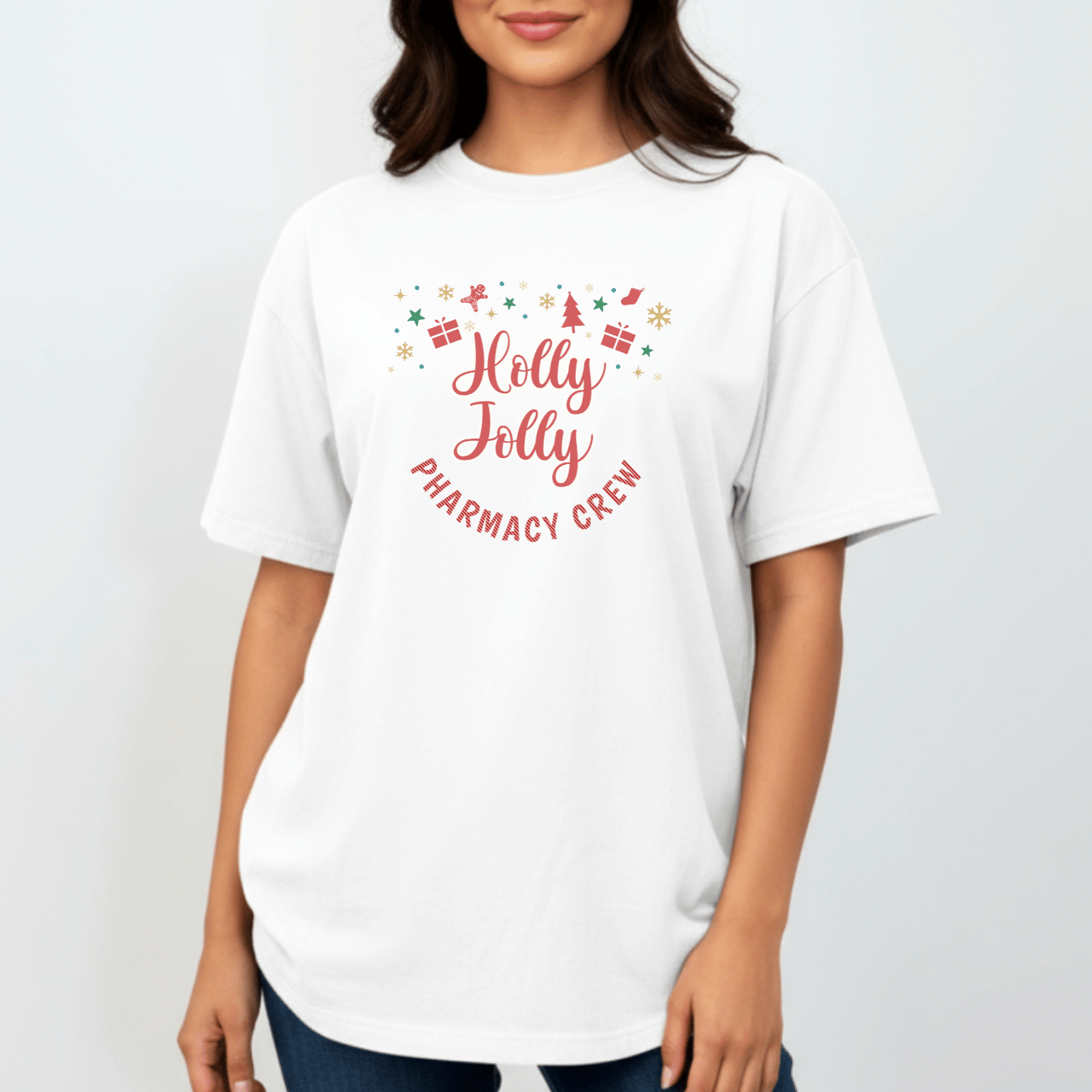 Holly Jolly Pharmacy Crew Shirt | Christmas Pharmacy Team Tee | Comfort Colors 1717 | Pharmacist & Tech Holiday Work Shirt