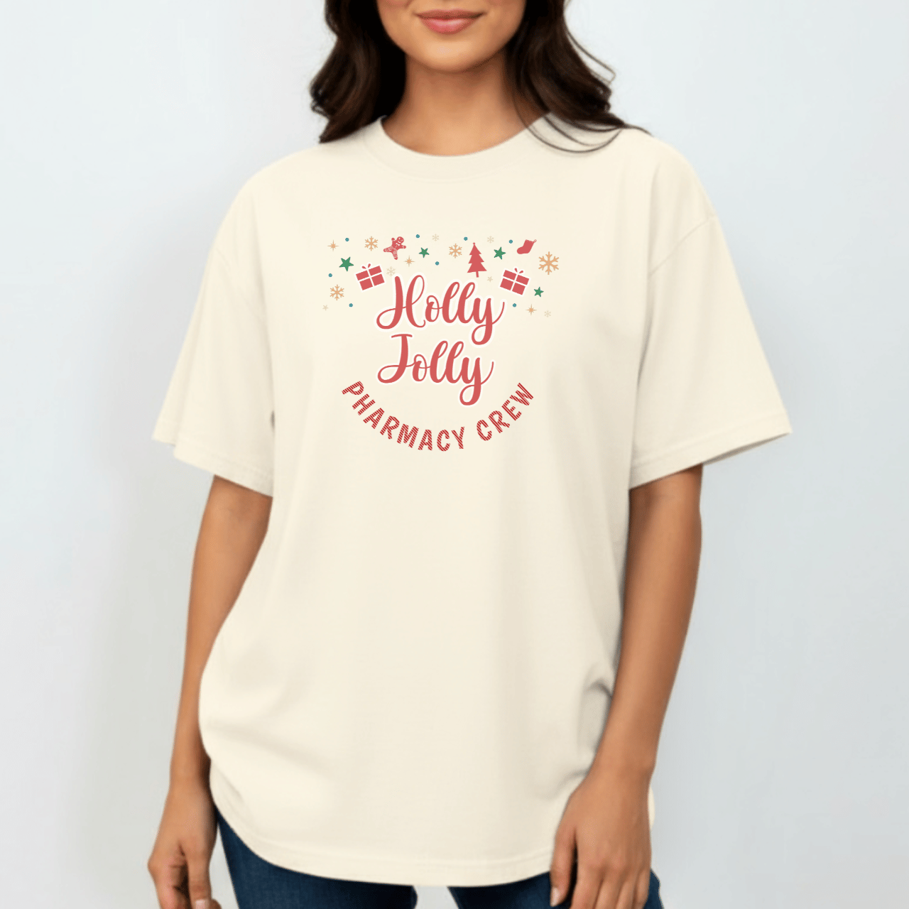 Holly Jolly Pharmacy Crew Shirt | Christmas Pharmacy Team Tee | Comfort Colors 1717 | Pharmacist & Tech Holiday Work Shirt