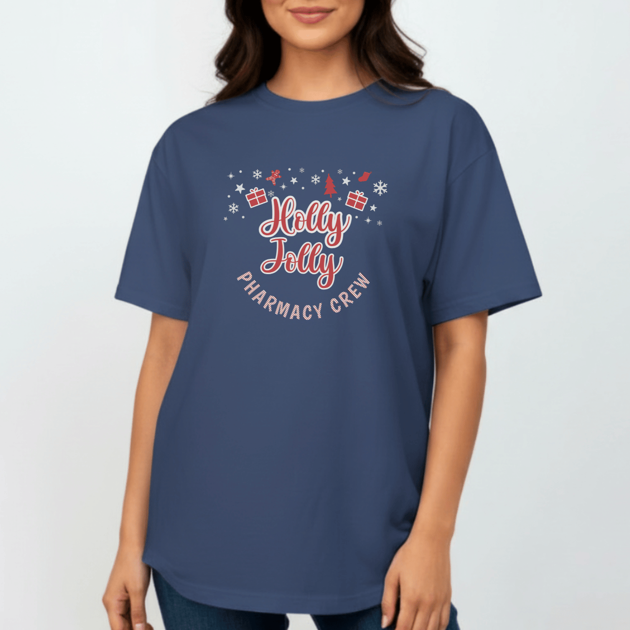 Holly Jolly Pharmacy Crew Shirt | Christmas Pharmacy Team Tee | Comfort Colors 1717 | Pharmacist & Tech Holiday Work Shirt