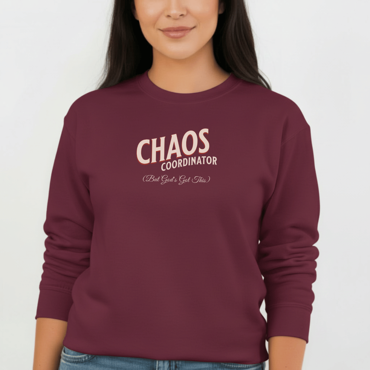 Chaos Coordinator Sweatshirt | Faith-Inspired “But God’s Got This” Crewneck | Christian Mom Sweatshirt | Gildan 18000