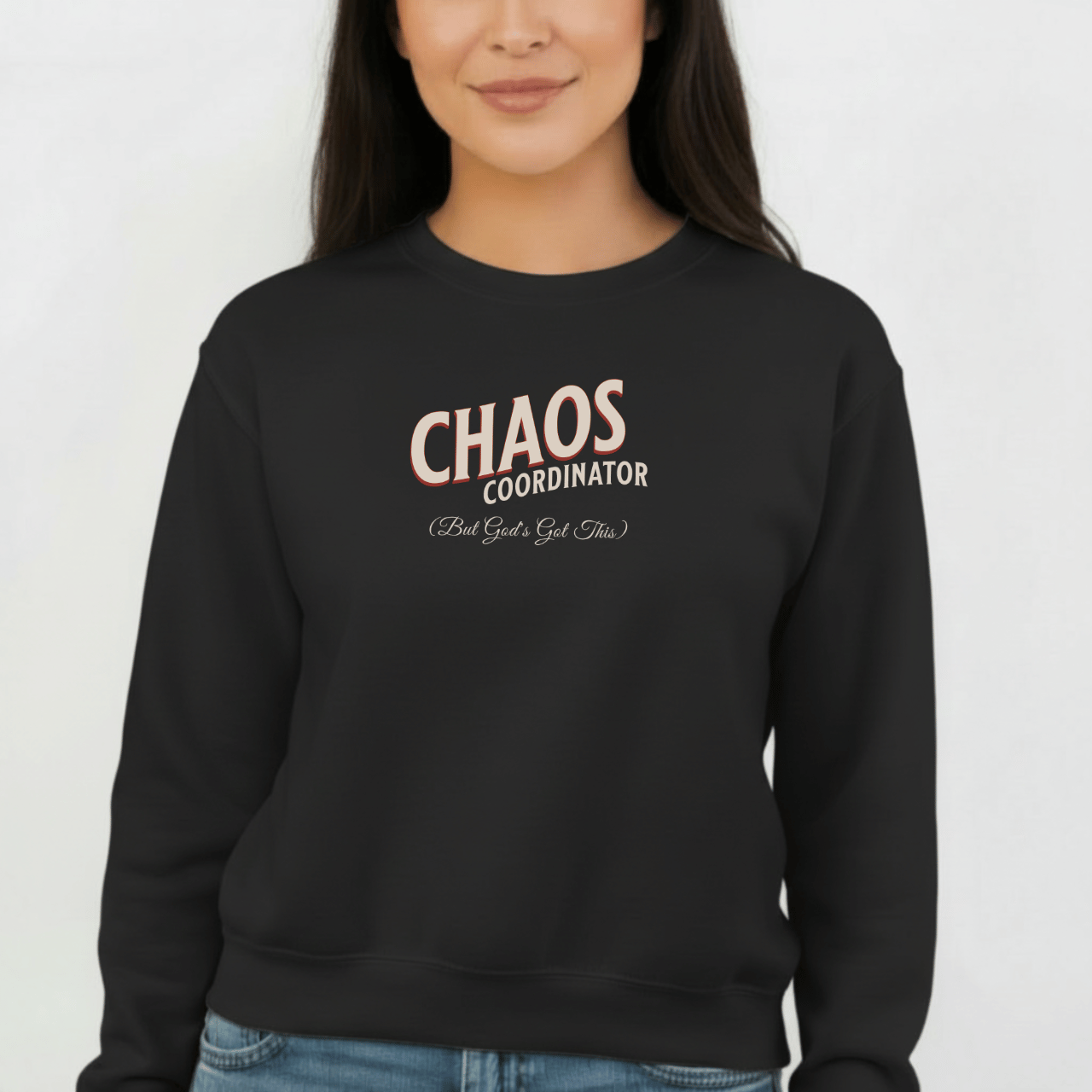 Chaos Coordinator Sweatshirt | Faith-Inspired “But God’s Got This” Crewneck | Christian Mom Sweatshirt | Gildan 18000