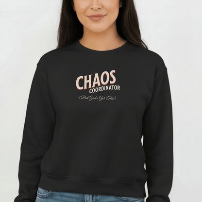 Chaos Coordinator Sweatshirt | Faith-Inspired “But God’s Got This” Crewneck | Christian Mom Sweatshirt | Gildan 18000