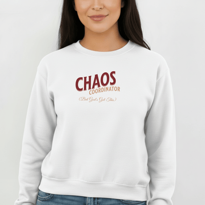 Chaos Coordinator Sweatshirt | Faith-Inspired “But God’s Got This” Crewneck | Christian Mom Sweatshirt | Gildan 18000