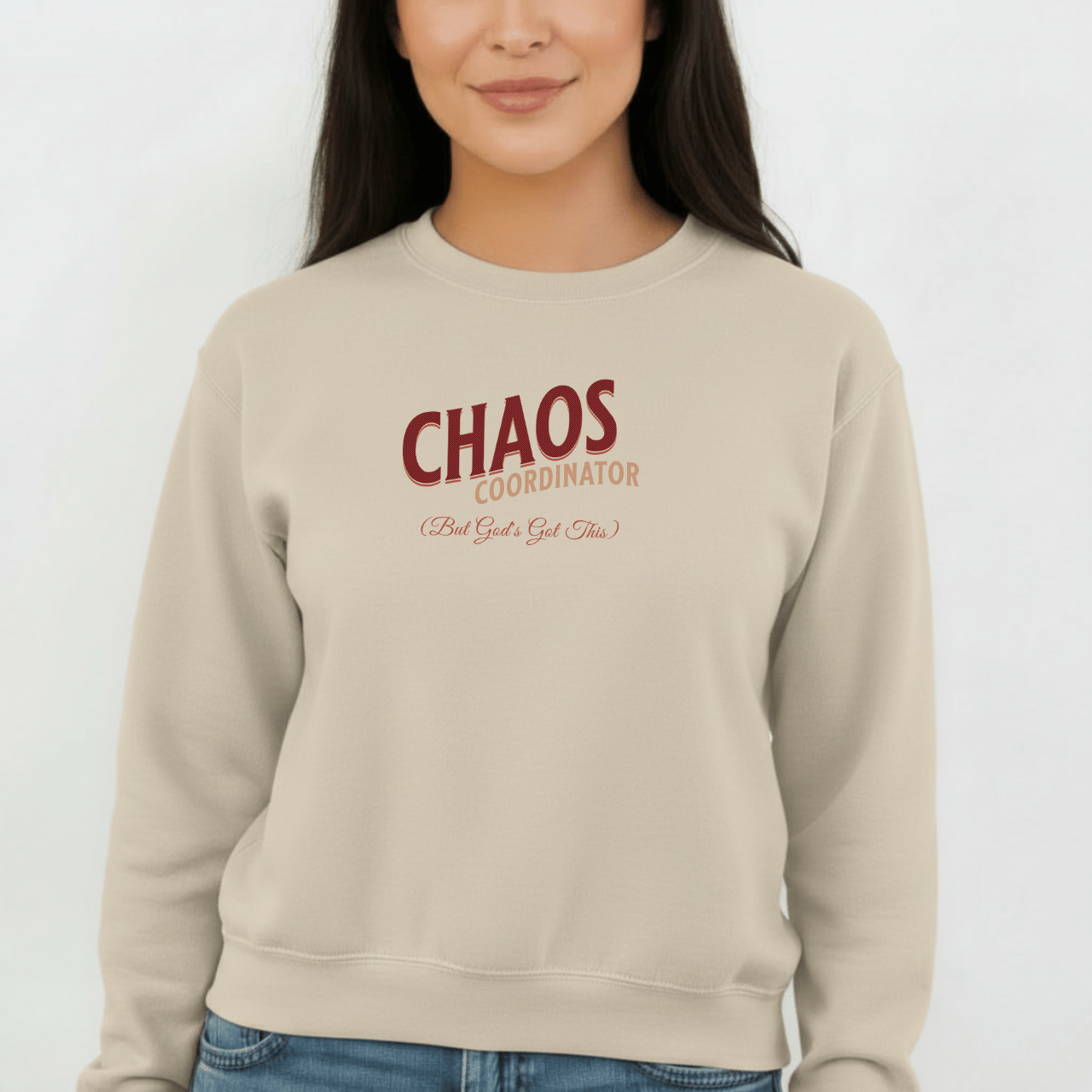 Chaos Coordinator Sweatshirt | Faith-Inspired “But God’s Got This” Crewneck | Christian Mom Sweatshirt | Gildan 18000