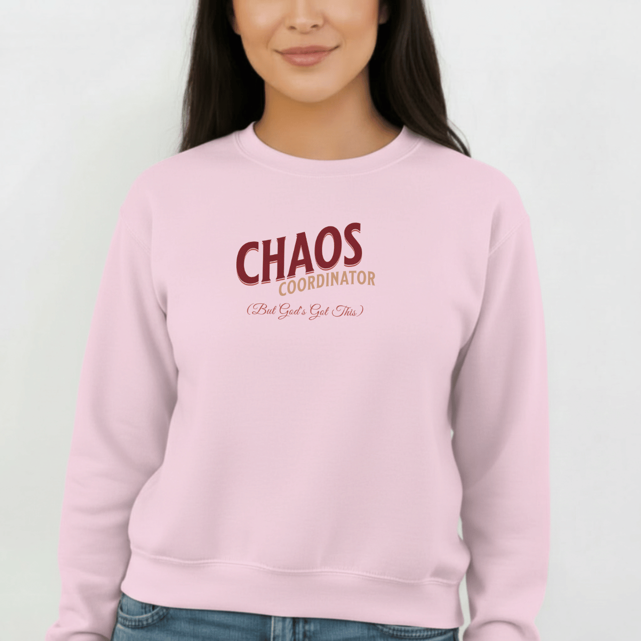 Chaos Coordinator Sweatshirt | Faith-Inspired “But God’s Got This” Crewneck | Christian Mom Sweatshirt | Gildan 18000