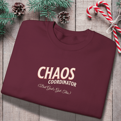 Chaos Coordinator Sweatshirt | Faith-Inspired “But God’s Got This” Crewneck | Christian Mom Sweatshirt | Gildan 18000