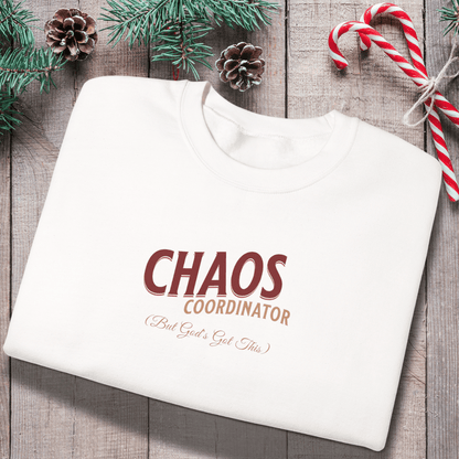 Chaos Coordinator Sweatshirt | Faith-Inspired “But God’s Got This” Crewneck | Christian Mom Sweatshirt | Gildan 18000