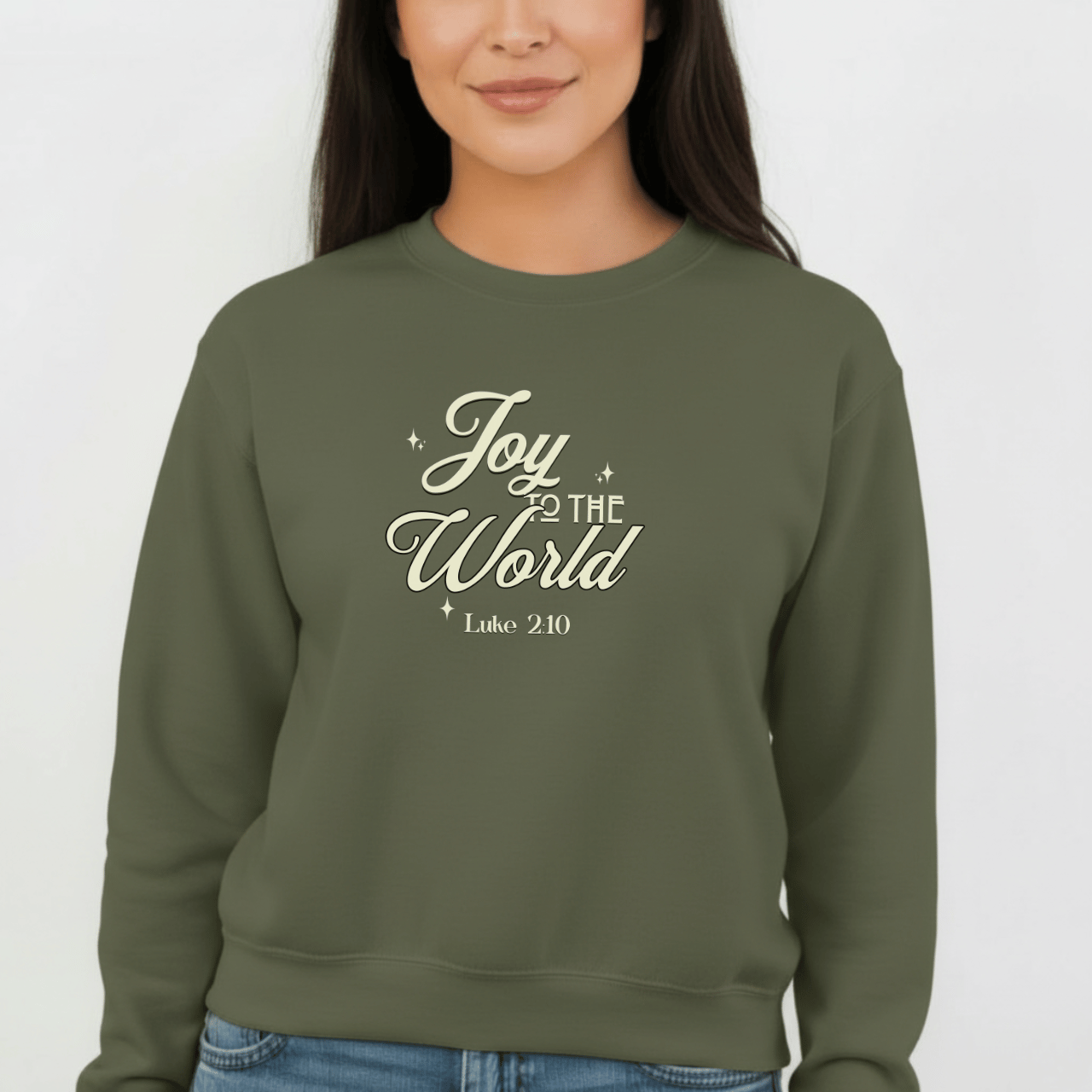 Joy to the World Sweatshirt | Luke 2:10 Bible Verse Christmas Sweater | Christian Holiday Faith Crewneck | Gildan 18000
