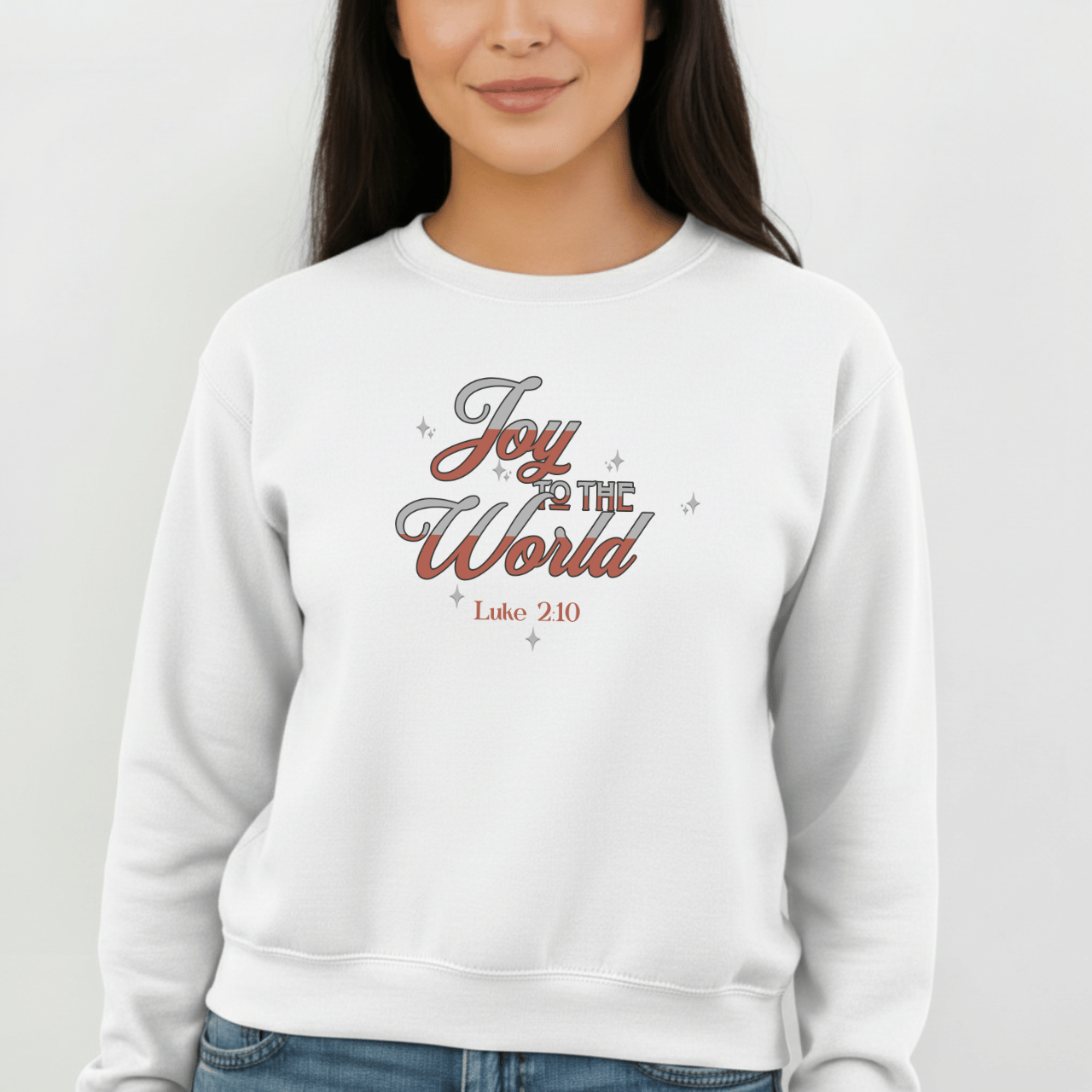 Joy to the World Sweatshirt | Luke 2:10 Bible Verse Christmas Sweater | Christian Holiday Faith Crewneck | Gildan 18000