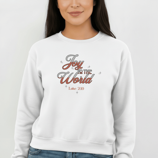 Joy to the World Sweatshirt | Luke 2:10 Bible Verse Christmas Sweater | Christian Holiday Faith Crewneck | Gildan 18000
