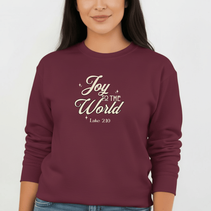 Joy to the World Sweatshirt | Luke 2:10 Bible Verse Christmas Sweater | Christian Holiday Faith Crewneck | Gildan 18000