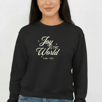 Joy to the World Sweatshirt | Luke 2:10 Bible Verse Christmas Sweater | Christian Holiday Faith Crewneck | Gildan 18000