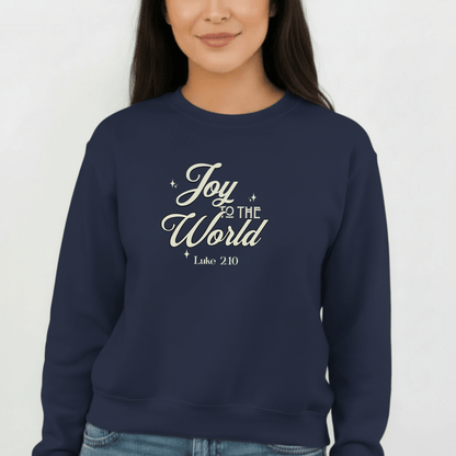 Joy to the World Sweatshirt | Luke 2:10 Bible Verse Christmas Sweater | Christian Holiday Faith Crewneck | Gildan 18000