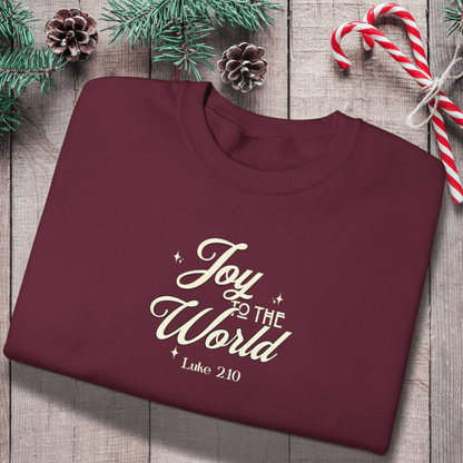 Joy to the World Sweatshirt | Luke 2:10 Bible Verse Christmas Sweater | Christian Holiday Faith Crewneck | Gildan 18000