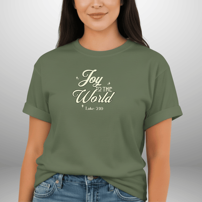 Joy to the World Shirt • Luke 2:10 Bible Verse Tee • Christian Christmas Comfort Colors 1717 • Faith Holiday Graphic Tee