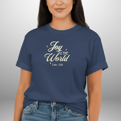 Joy to the World Shirt • Luke 2:10 Bible Verse Tee • Christian Christmas Comfort Colors 1717 • Faith Holiday Graphic Tee